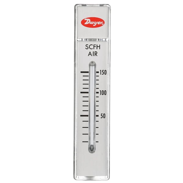 Flowmeter, range 15-150 SCFH air, no valve.